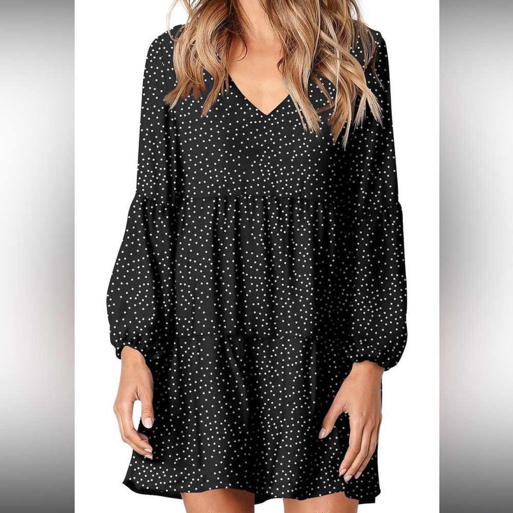 Amazon. Polka Dot bell sleeve dress. Medium.